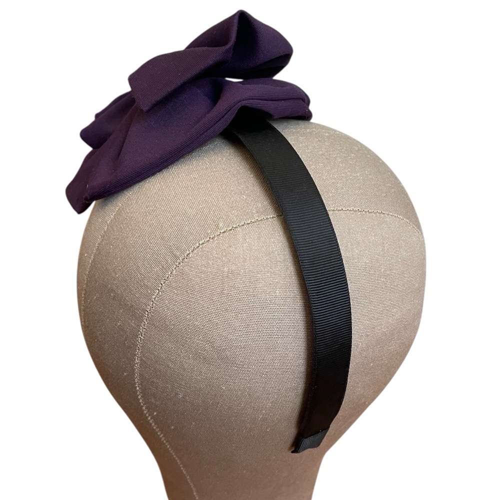 4/$25 Eggplant Deep Purple Jumbo Bow Headband - Picture 4 of 4